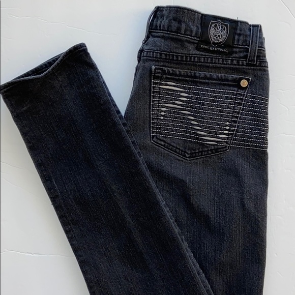 ROCK & REPUBLIC skinny jeans - Light black w/ studding, Unisrx - Picture 3 of 9